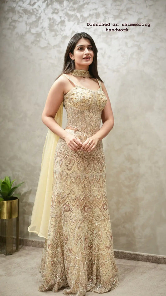 Champagne Stardust Lehenga